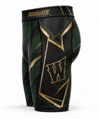Custom Wrestling Compression Shorts | Wholesale Wrestling Team Shorts | Forest Green Gold | Apparels Bridge