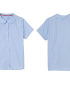 School Short Sleeve Peter Pan Collar Blouse Light Blue | B2B Low MOQ Wholesale