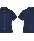School Short Sleeve Fitted Oxford Shirt Navy Blue | B2B Low MOQ Wholesale