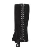 Custom Black Leather Studded Riding Half Chaps Hunting B2B