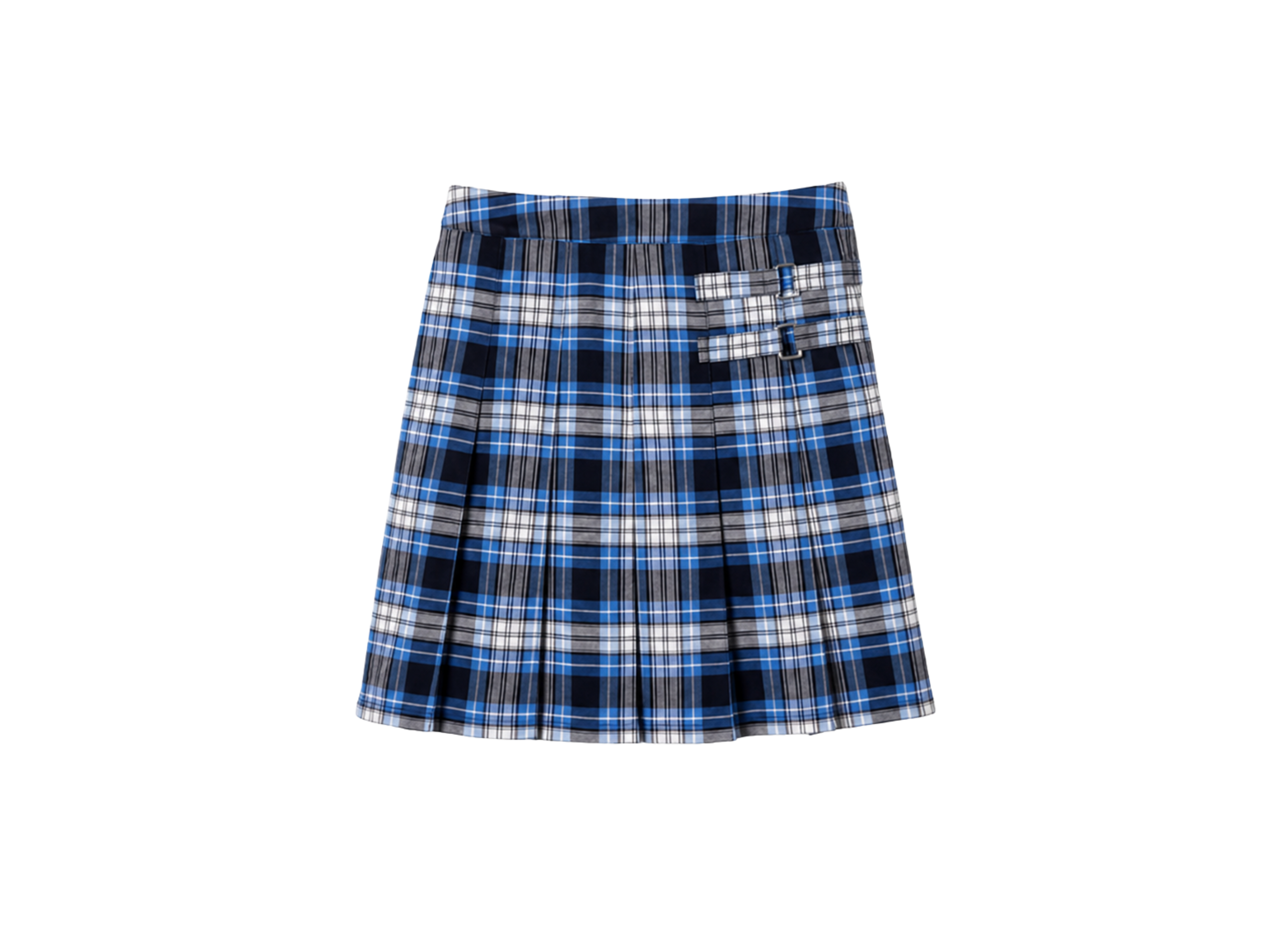 School Plaid Pleated Two-Tab Skort Blue Black | B2B Low MOQ Wholesale