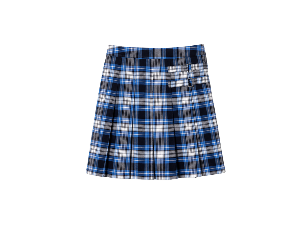 School Plaid Pleated Two-Tab Skort Blue Black | B2B Low MOQ Wholesale front design preview