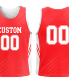 Custom Red White Reversible Lacrosse Pinnie – Wholesale Team Practice Jersey