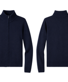 School Mock Neck Zip Front Sweater Navy Blue | B2B Low MOQ Wholesale