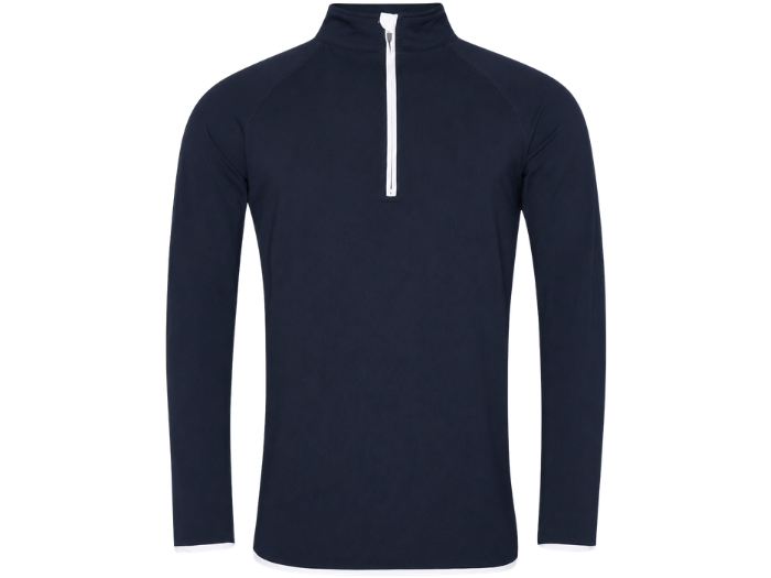 Contrast-Zip Training Sweat Top Navy and White | B2B Low MOQ Personal Trainer Workwear Manufacturer front design preview