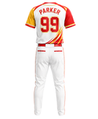 Custom White Red Yellow Baseball Uniform | Wholesale Team Jersey and Pants Set for Bulk Orders