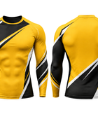 Custom Long-Sleeve Chase Tag Compression Top – Yellow Sublimated Gym Training Wear