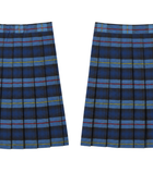 School At-The-Knee Plaid Pleated Skirt Navy Royal Blue Green | B2B Low MOQ Wholesale