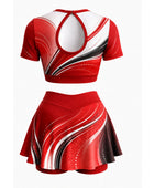 Custom Dance Team Crop Top and Skirt Uniform – Red White Wholesale Performance Teamwear