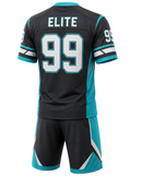 Black & Cyan Custom Football Uniform – Wholesale Bulk Team Kit, Low MOQ, B2B Performance Apparel