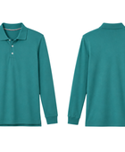 Custom School Uniform Long Sleeve Polo Shirt Teal Green B2B