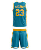 Teal/Yellow Basketball Uniform – Wholesale Bulk Team Kit, Low MOQ, B2B Performance Apparel