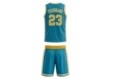 Teal/Yellow Basketball Uniform – Wholesale Bulk Team Kit, Low MOQ, B2B Performance Apparel
