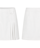 School Above-The-Knee Front Pleated Skirt with Tabs White | B2B Low MOQ Wholesale