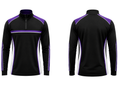 Custom Bowling Alley Staff Quarter-Zip – Black Purple Sublimated Uniform Top