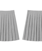 Knee-Length Pleated School Uniform Skirt Grey B2B