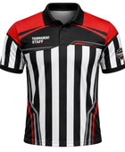 Custom Ping Pong Referee Polo – Black White Striped Tournament Shirt for Wholesale Buyers