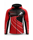 Track and Field Hoodie – Red, Black and White Custom Wholesale Teamwear