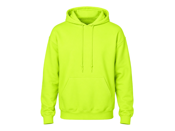 Hooded Sweatshirt B2B Low MOQ Carpet Fitter Hoodie Fluorescent Yellow Green Workwear front design preview