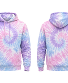Tie Dye Pullover Hoodie Pastel Pink Lavender Blue and White Spiral Design | B2B Low MOQ