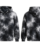 Tie Dye Half Zip Hoodie Black Grey and White All Over Design | B2B Low MOQ