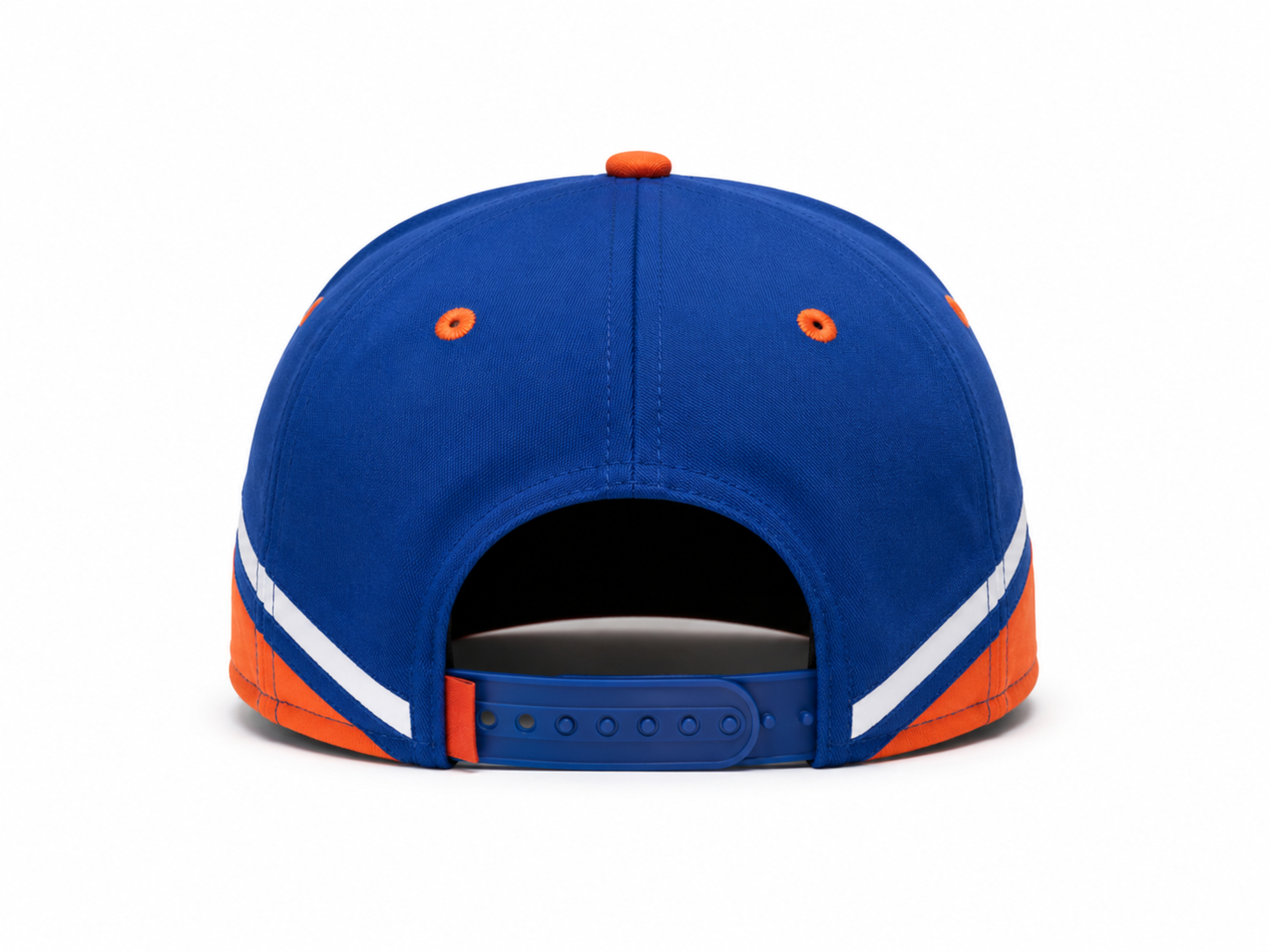 Custom White Blue Orange Baseball Cap | Wholesale Team Hat for Bulk Orders and Private Label
