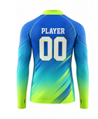 Custom Blue Lime Soccer Base Layer | Wholesale Long Sleeve Team Compression Shirt