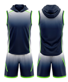 Custom Navy Lime 7v7 Football Uniform – Sleeveless Hooded Team Set