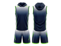 Custom Navy Lime 7v7 Football Uniform – Sleeveless Hooded Team Set