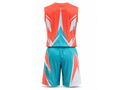 Custom Flag Football Uniform Teal & Coral Team Jersey and Shorts, Wholesale Bulk, Low MOQ