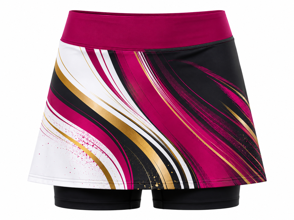 Women’s Squash Skort – Magenta Black Custom Teamwear front design preview
