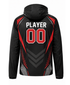 Custom Black Red Soccer Hoodie Jacket | Wholesale Team Outerwear for Bulk Orders