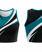 Custom Cheer-Leading Jersey Teal/White/Black Low MOQ Wholesale Fully Customizable Team Uniform