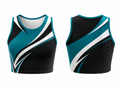 Custom Cheer-Leading Jersey Teal/White/Black Low MOQ Wholesale Fully Customizable Team Uniform