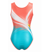 Coral & Turquoise Gymnastics Leotard – Wholesale Bulk Team Kit, Low MOQ, B2B Performance Apparel