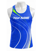 Custom Track & Field Running Singlet | Wholesale Athletics Vest | Blue White Green | Apparels Bridge