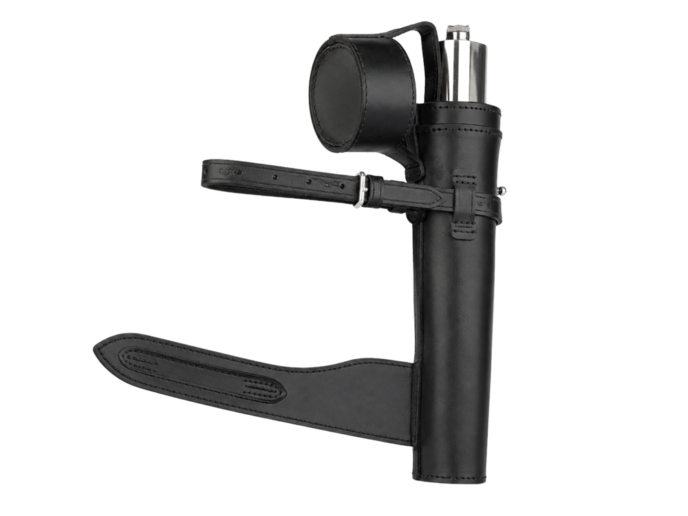 Drink Flask Leather Cover for Hunting with Belt Holder – Black | B2B Low MOQ front design preview
