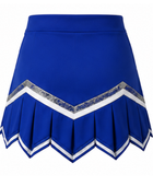 Wholesale Cheerleading Skirt blue, white and silver Pleated Low MOQ Bulk Team Uniform