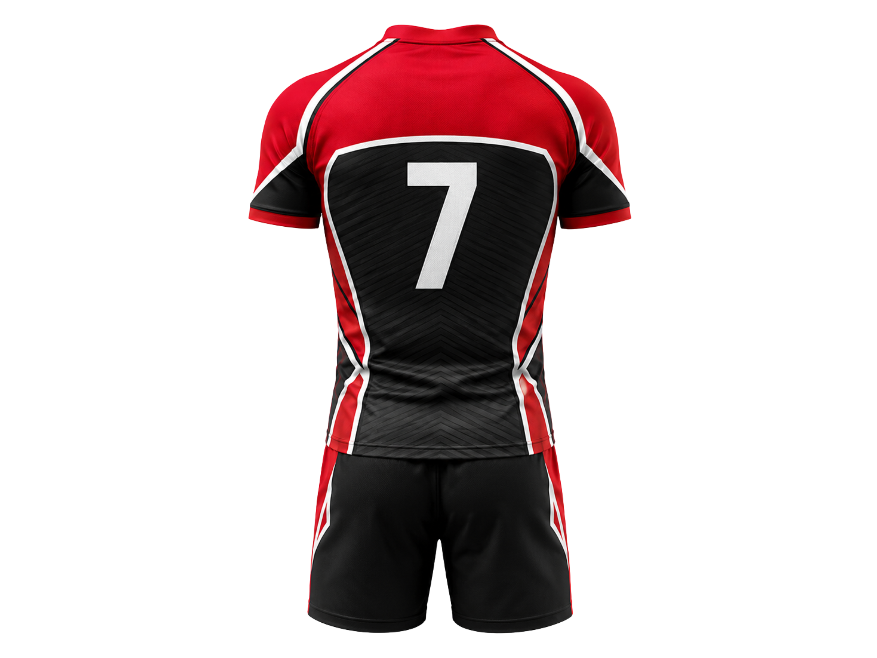 Custom Red Black Rugby Sevens Kit | Wholesale Rugby 7s Uniform Set for Bulk Orders