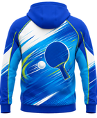 Custom ping pong Quarter Zip Hoodie – Blue White Ping Pong Teamwear for Wholesale Buyers