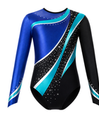 Custom Gymnastics Leotard Set | Wholesale Gym Team Set with Shorts and Scrunchie | Royal Blue Teal Black | Apparels Bridge