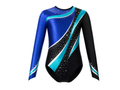Custom Gymnastics Leotard Set | Wholesale Gym Team Set with Shorts and Scrunchie | Royal Blue Teal Black | Apparels Bridge