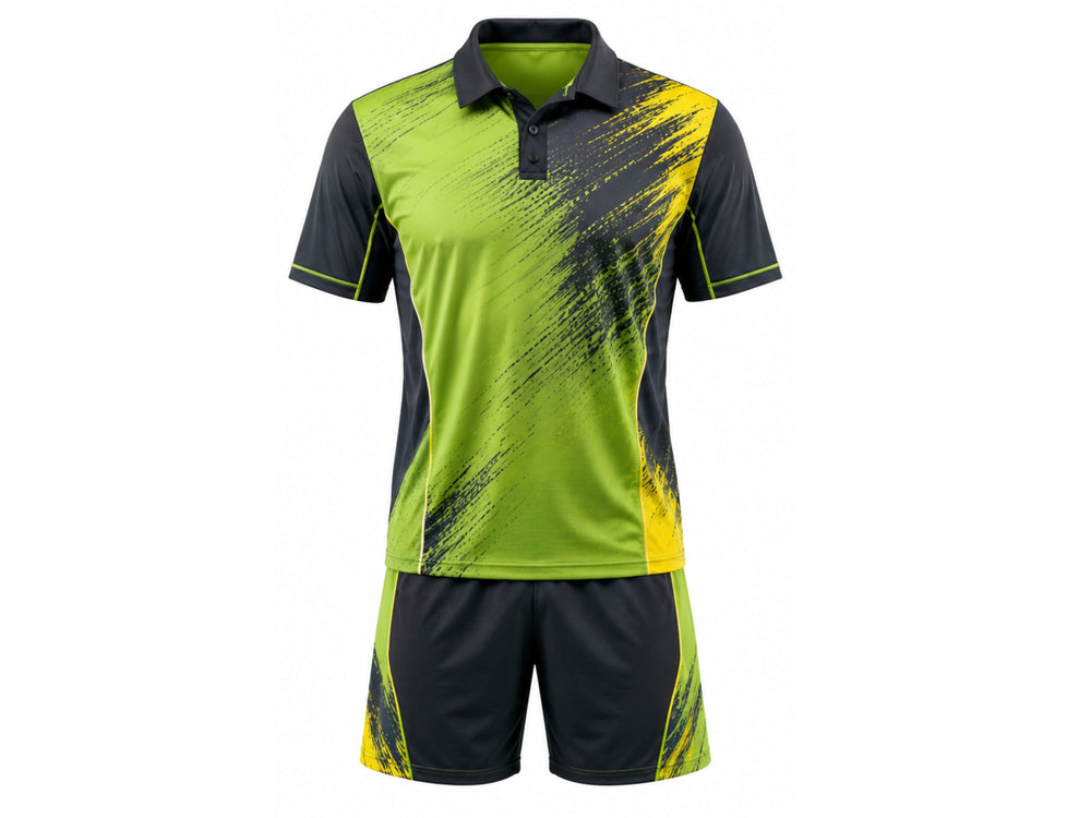 Padel Uniform Team Performance Jersey & Shorts Lime & Black Wholesale Low MOQ front design preview