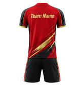 Red, Black & Gold Ping Pong Uniform – Team Table Tennis Jersey & Shorts, Wholesale Bulk, Low MOQ