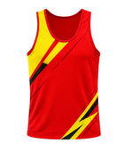 Red & Yellow Performance Tank – Team Athletic Sleeveless Compression Top, Wholesale Bulk, Low MOQ