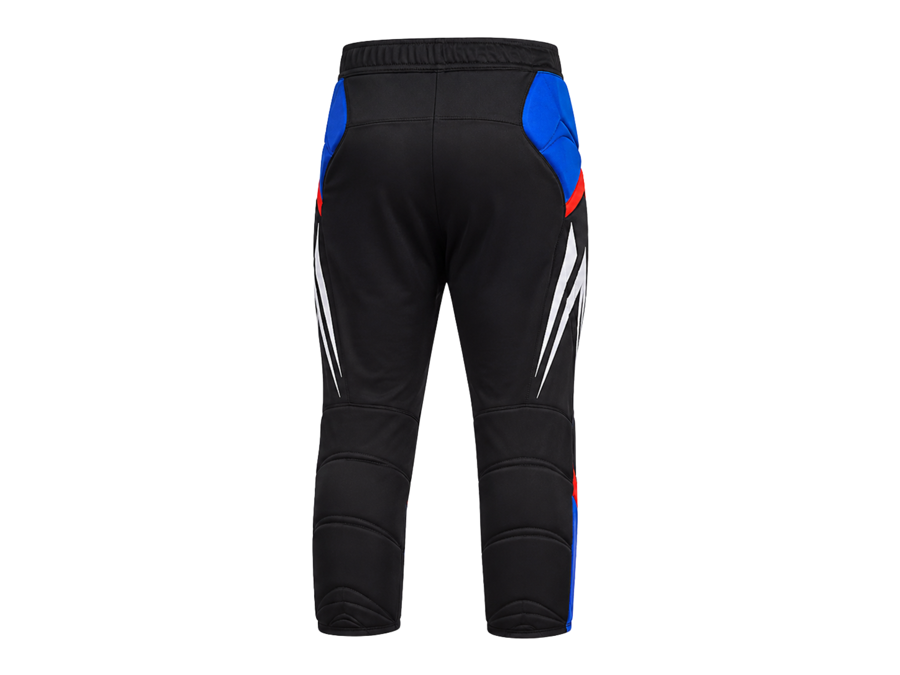 Custom Black Soccer Trousers with Blue Red Panels | Wholesale Team Training Pants