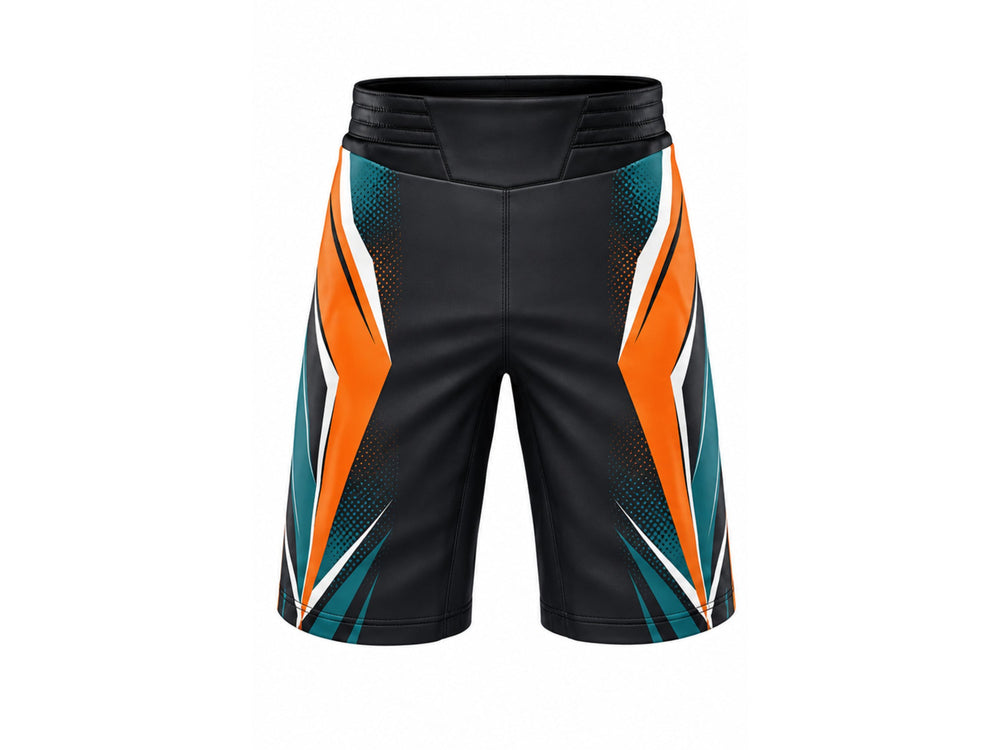 Wrestling Shorts – Performance Team Sportswear Black/Orange Low MOQ front design preview