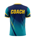 Custom Navy Teal Soccer Coach Shirt | Wholesale Team Staff Shirt for Bulk Orders
