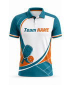 Custom Pickleball Jersey | Wholesale Pickleball Team Polo | Teal White Orange | Apparels Bridge