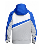 Custom White Blue Baseball Jacket | Wholesale Team Warmup Jacket for Bulk Orders
